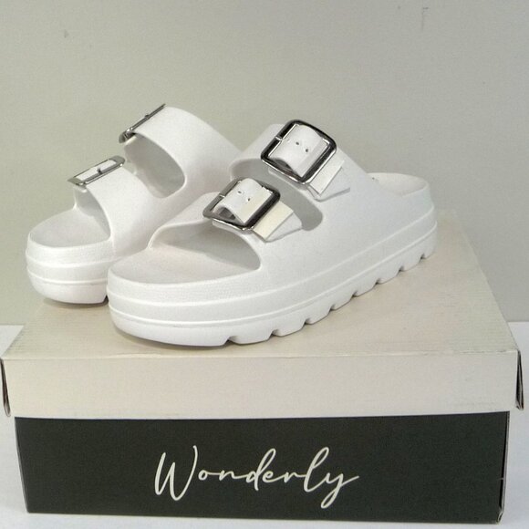 NEW WHITE SLIDE PLATFORM SLIDE SANDALS 7 - Picture 3 of 9